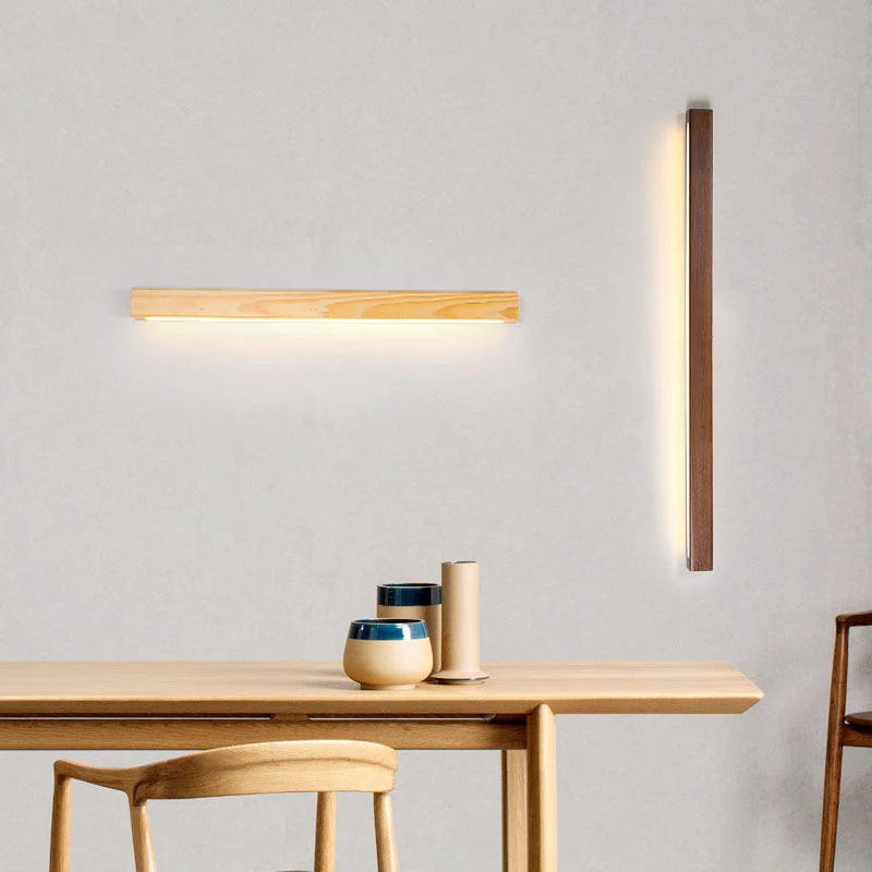 Linear Wall Lamp – Wood and Acrylic, Modern Design for Bathroom or Hall