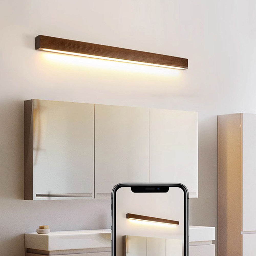 Linear Wall Lamp – Wood and Acrylic, Modern Design for Bathroom or Hall