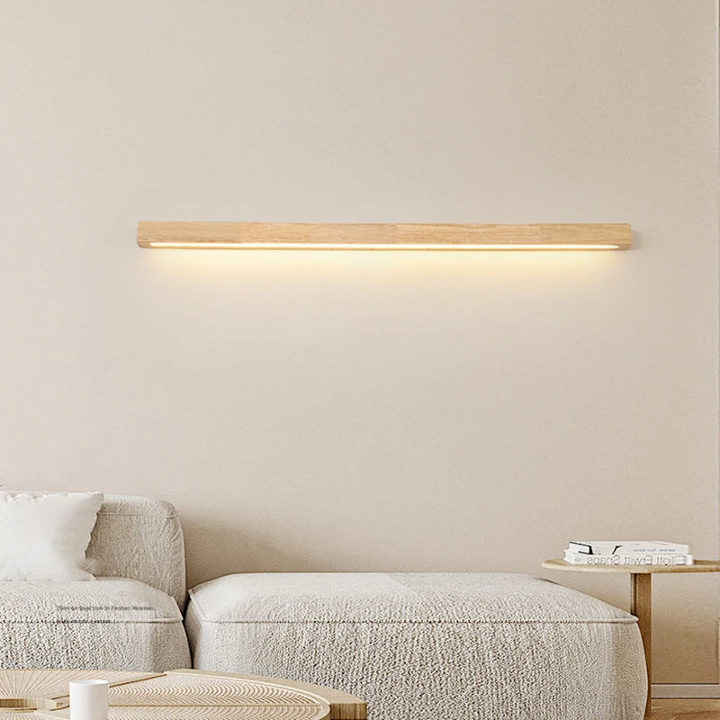 Linear Wall Lamp – Wood and Acrylic, Modern Design for Bathroom or Hall