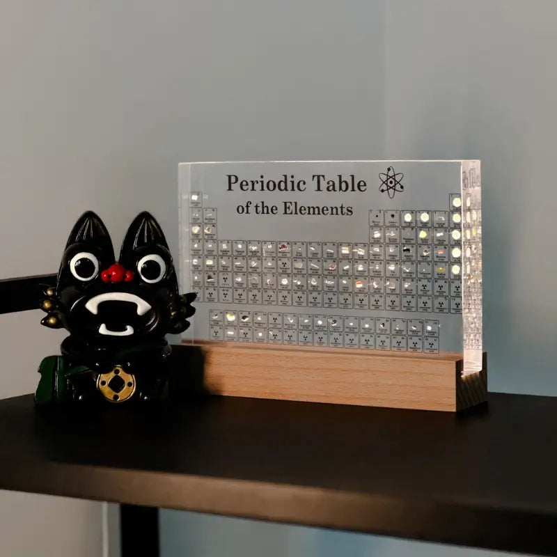 Acrylic Decorative Centrepiece – Transparent with Illuminated Periodic Table for Living Room or Study Nook