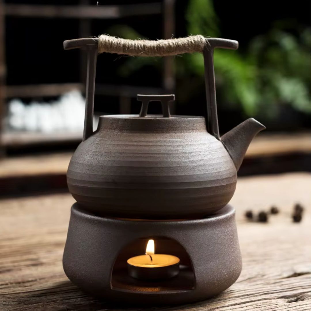 Ceramic Teapot with Warmer – White, Artisan Design for Tea and Hot Drinks at Home