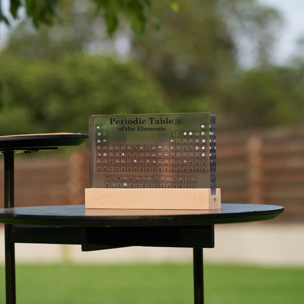 Acrylic Decorative Centrepiece – Transparent with Illuminated Periodic Table for Living Room or Study Nook
