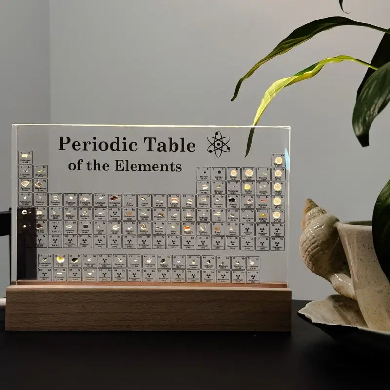 Acrylic Decorative Centrepiece – Transparent with Illuminated Periodic Table for Living Room or Study Nook