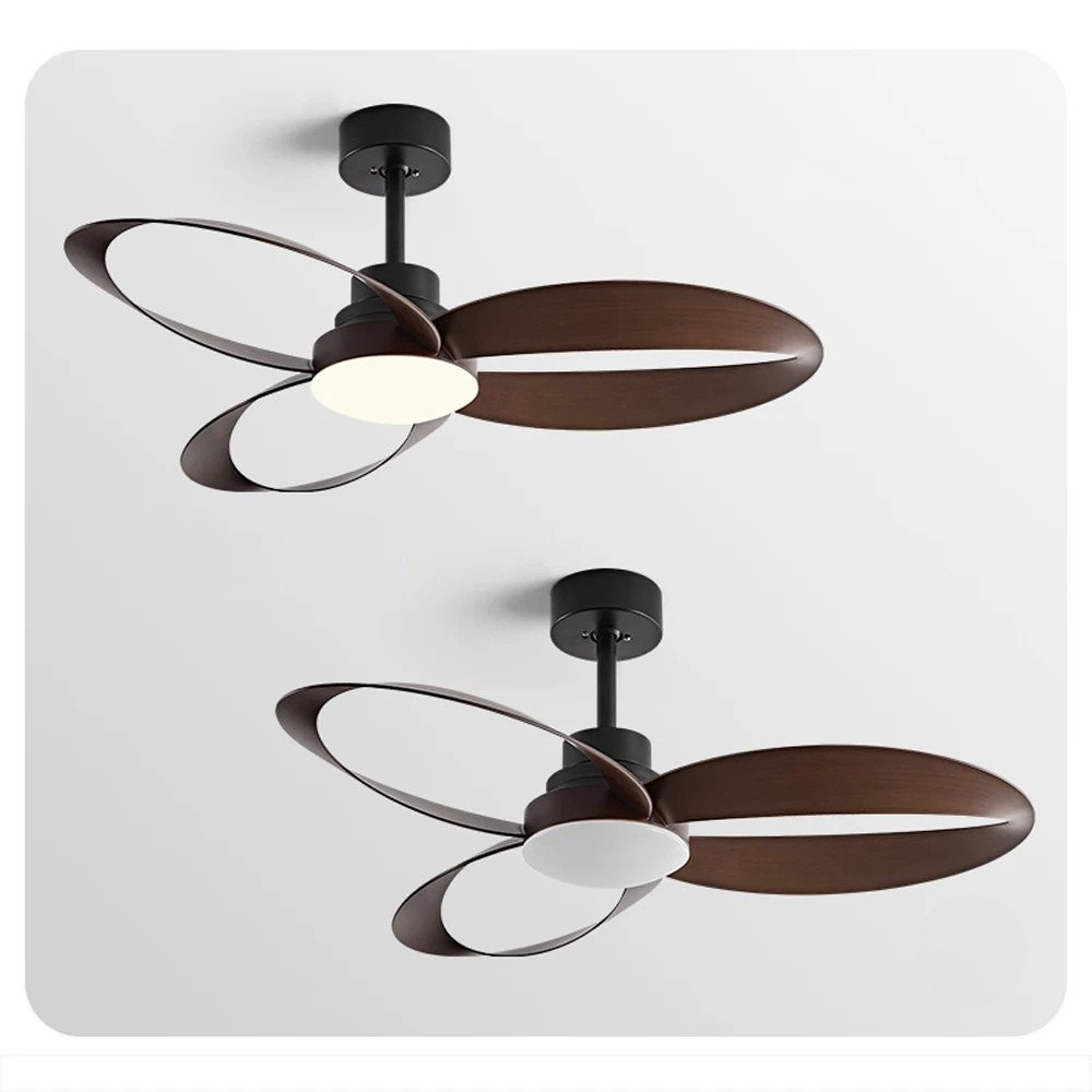 Modern Ceiling Fan – Wooden Blades with Dimmable LED Lighting for Living Room or Bedroom