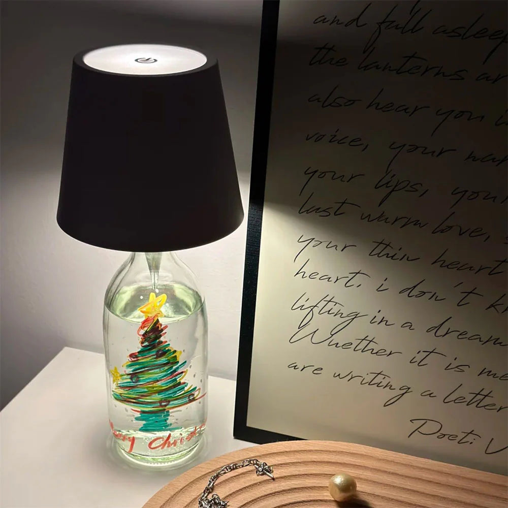 Glass Bottle Lamp – USB Rechargeable, Dimmable with 3 Colors for Creative Home Decor