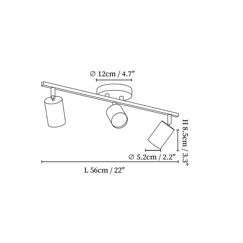 Ceiling Light – Black, Modern Design with 3 Spots for Living Room or Workspace