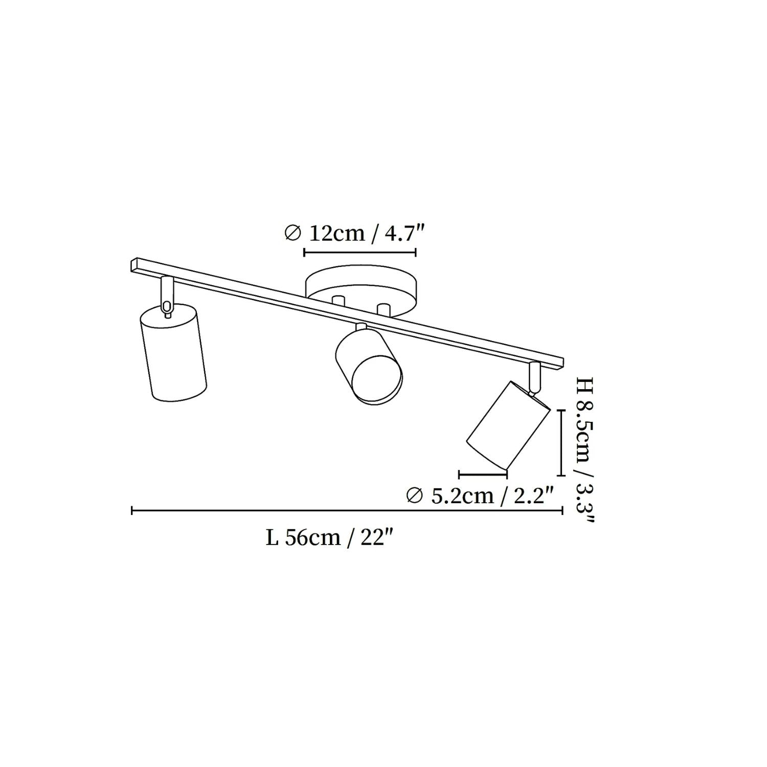 Ceiling Light – Black, Modern Design with 3 Spots for Living Room or Workspace