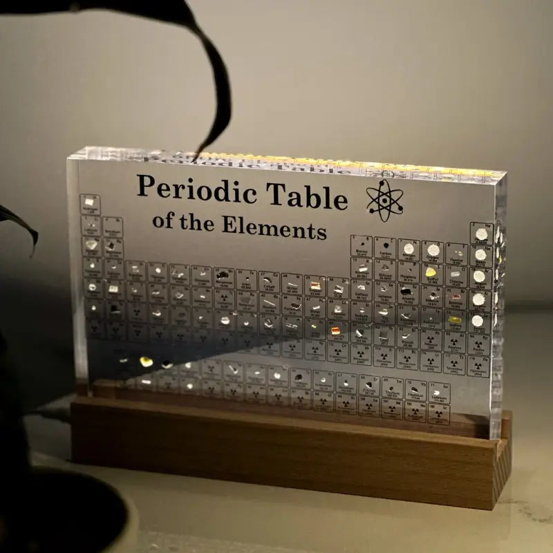 Acrylic Decorative Centrepiece – Transparent with Illuminated Periodic Table for Living Room or Study Nook