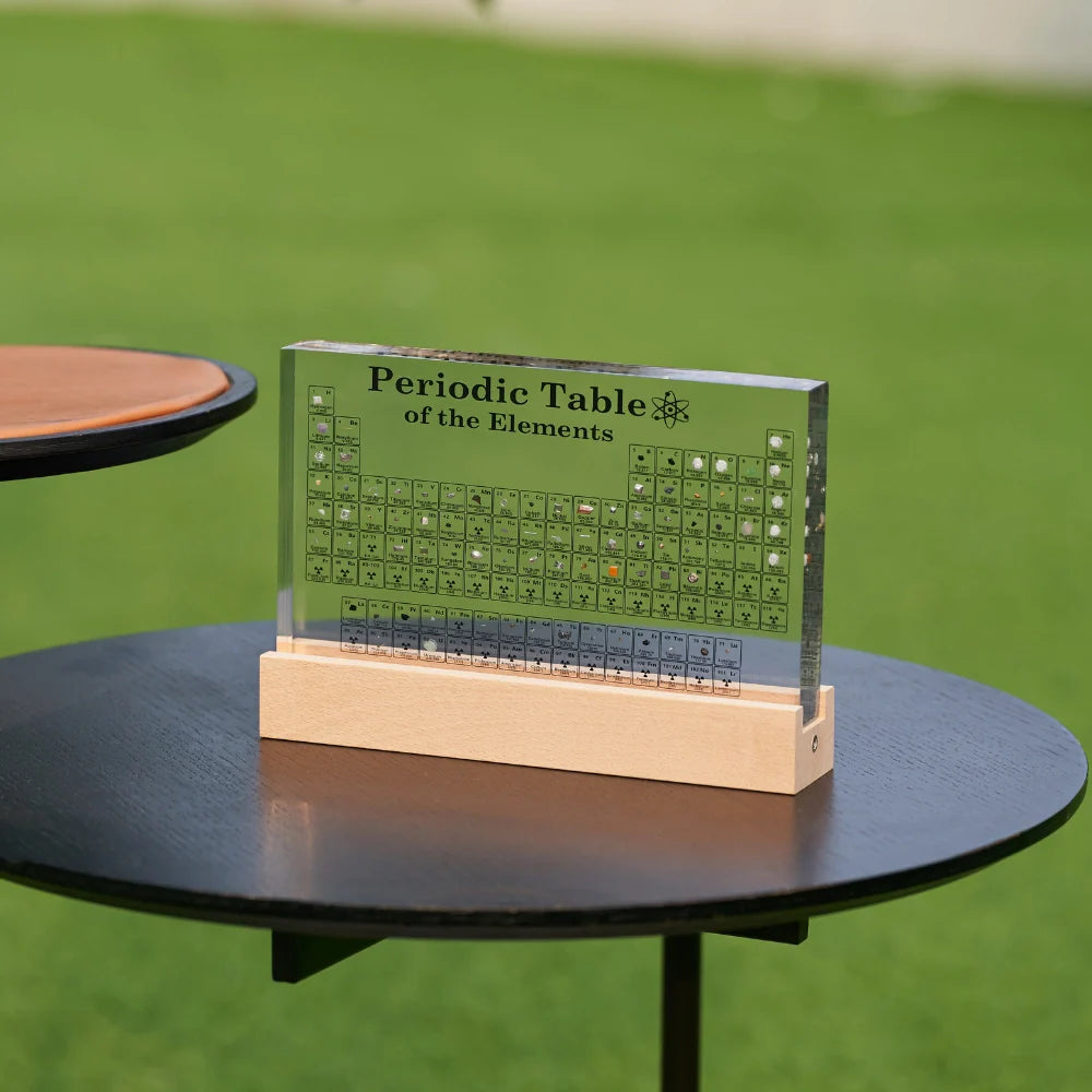Acrylic Decorative Centrepiece – Transparent with Illuminated Periodic Table for Living Room or Study Nook