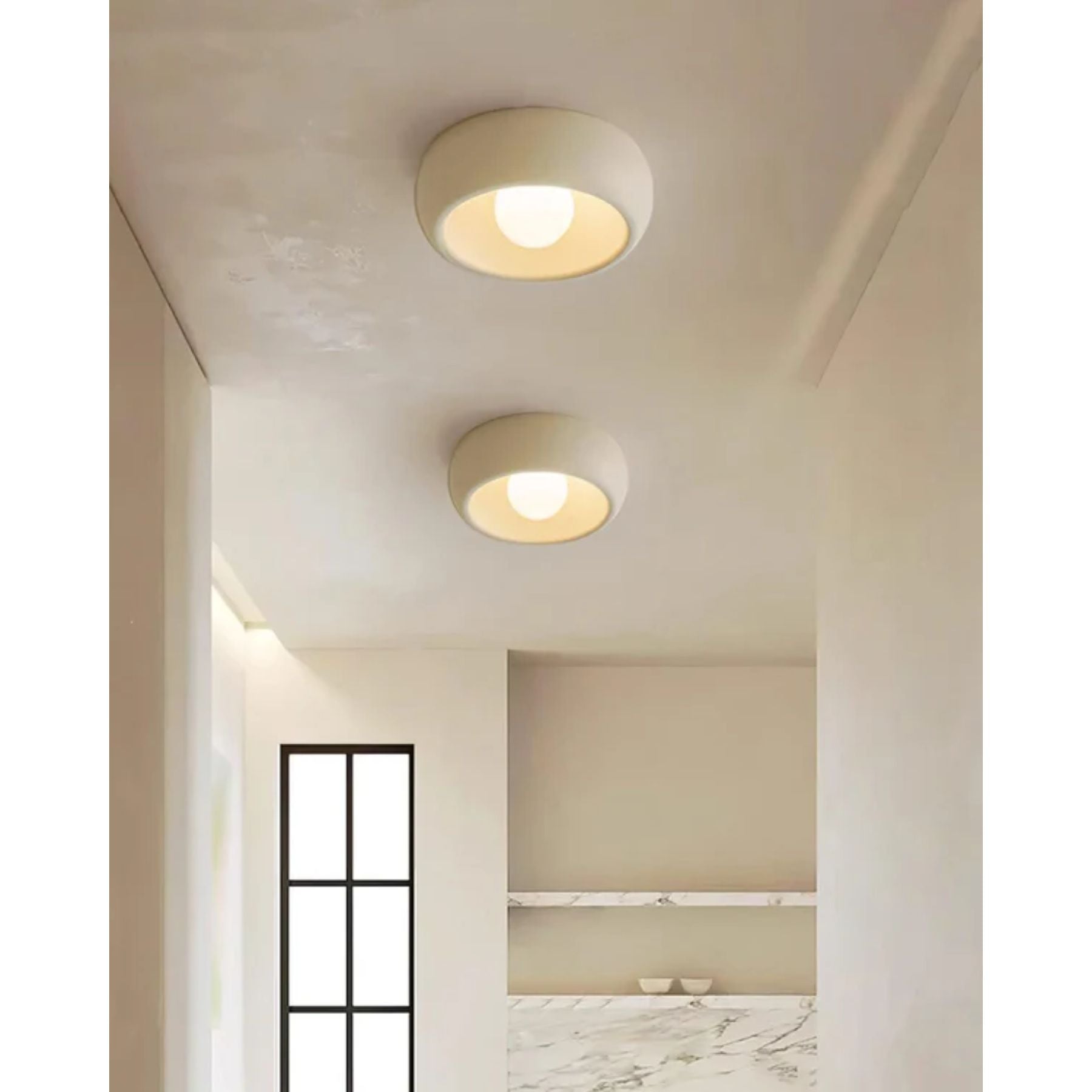 Modern Ceiling Light – White and Red, Minimalist Design for Living Room or Bathroom