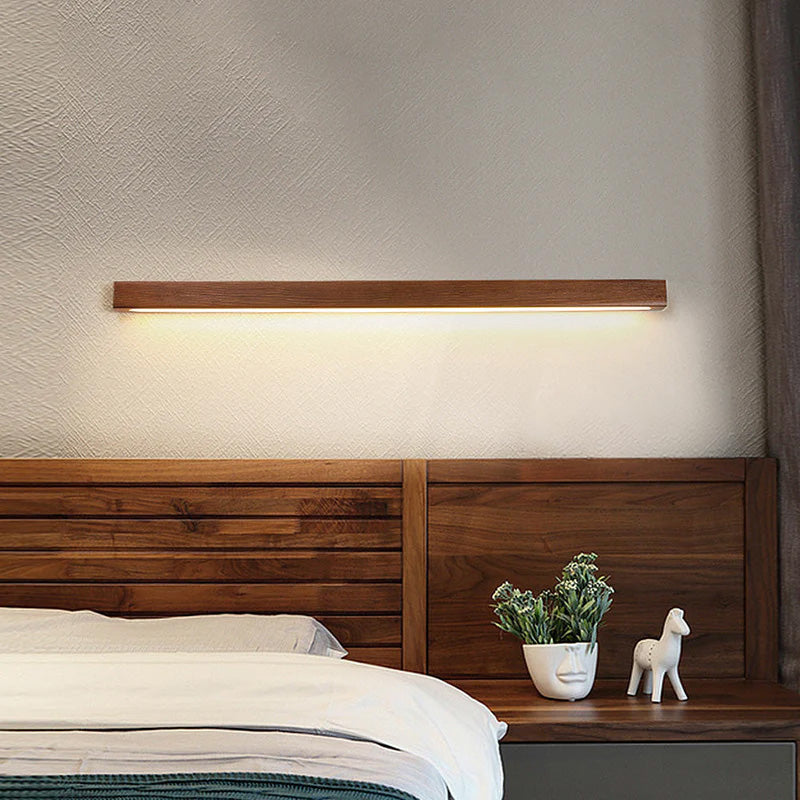 Linear Wall Lamp – Wood and Acrylic, Modern Design for Bathroom or Hall