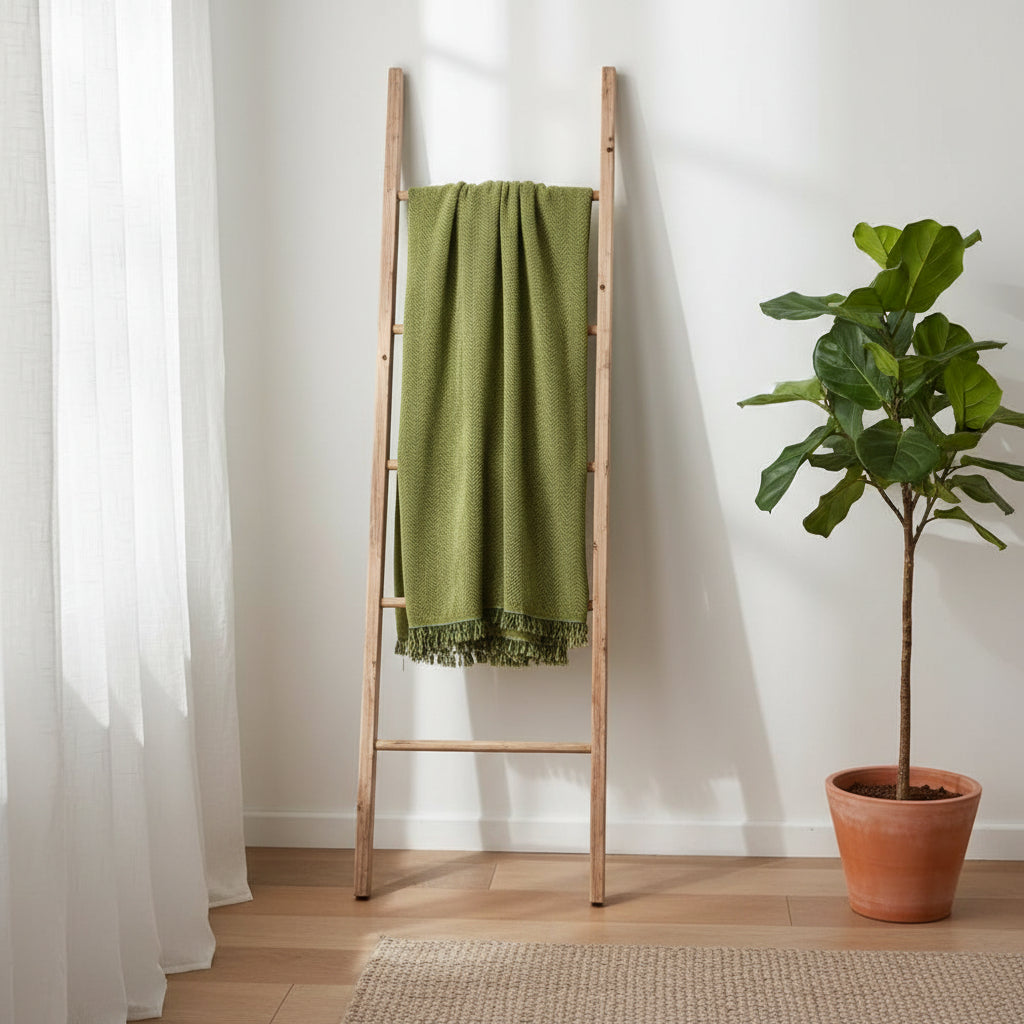 Chenille Sofa Cover – Grey with Fringes for Living Room or Lounge Decoration