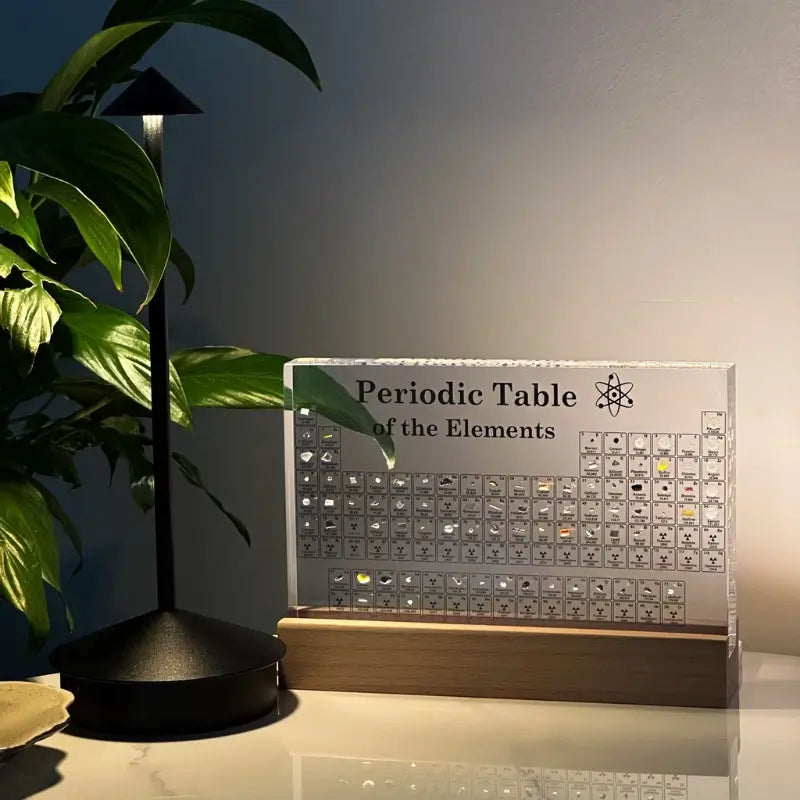 Acrylic Decorative Centrepiece – Transparent with Illuminated Periodic Table for Living Room or Study Nook