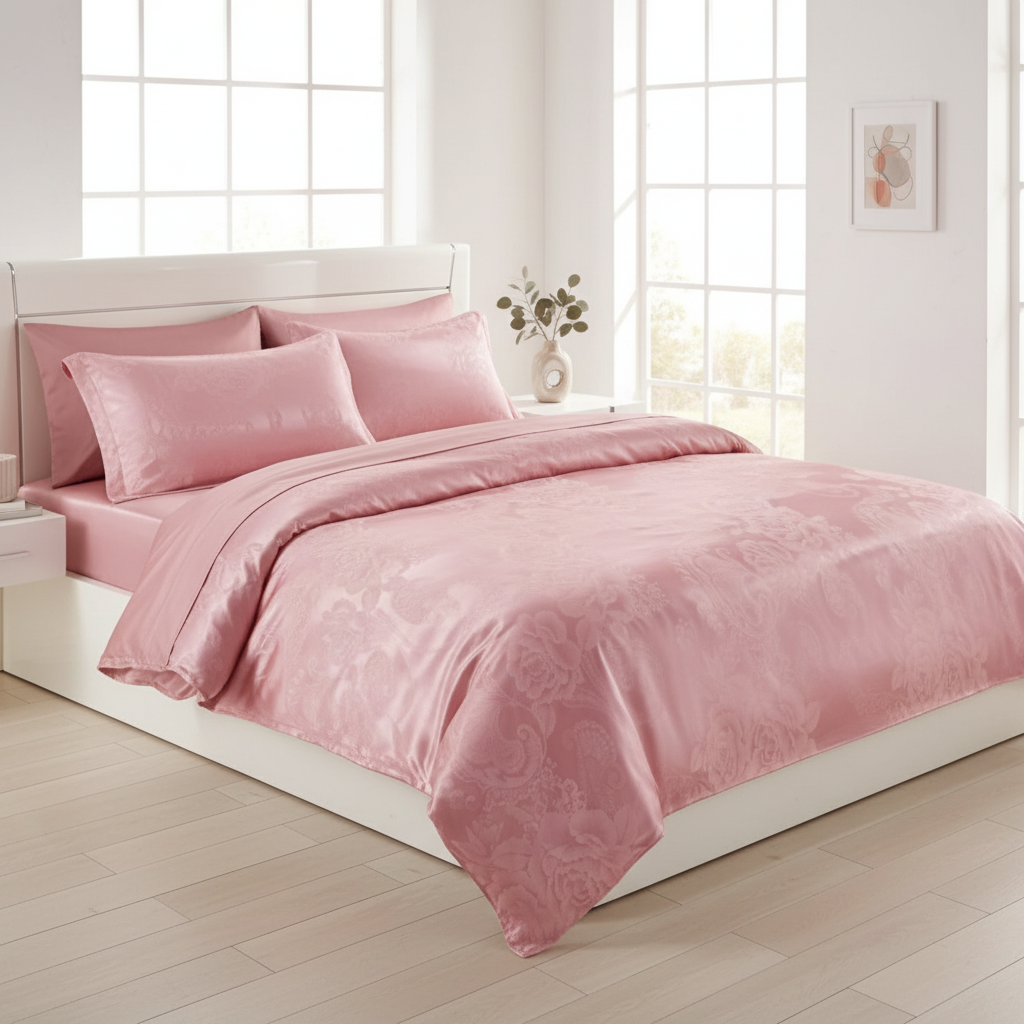 Satin Duvet Cover – Floral Print, Elegant Bedding Decor for Single or Double Beds