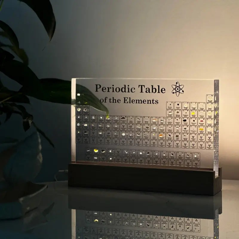 Acrylic Decorative Centrepiece – Transparent with Illuminated Periodic Table for Living Room or Study Nook