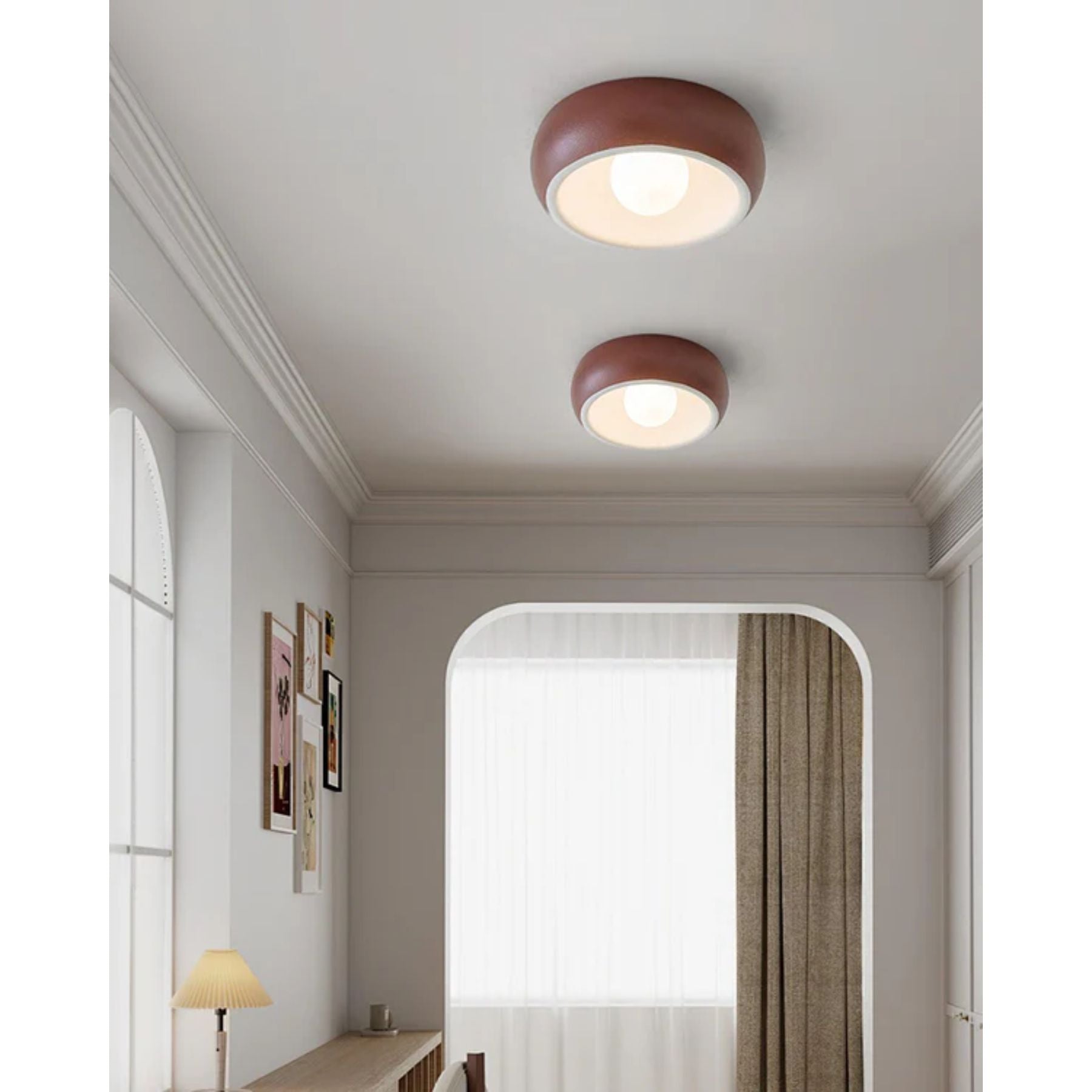Modern Ceiling Light – White and Red, Minimalist Design for Living Room or Bathroom