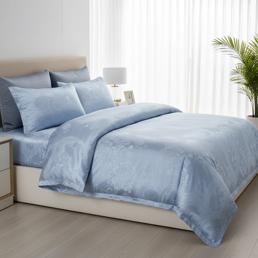 Satin Duvet Cover – Floral Print, Elegant Bedding Decor for Single or Double Beds