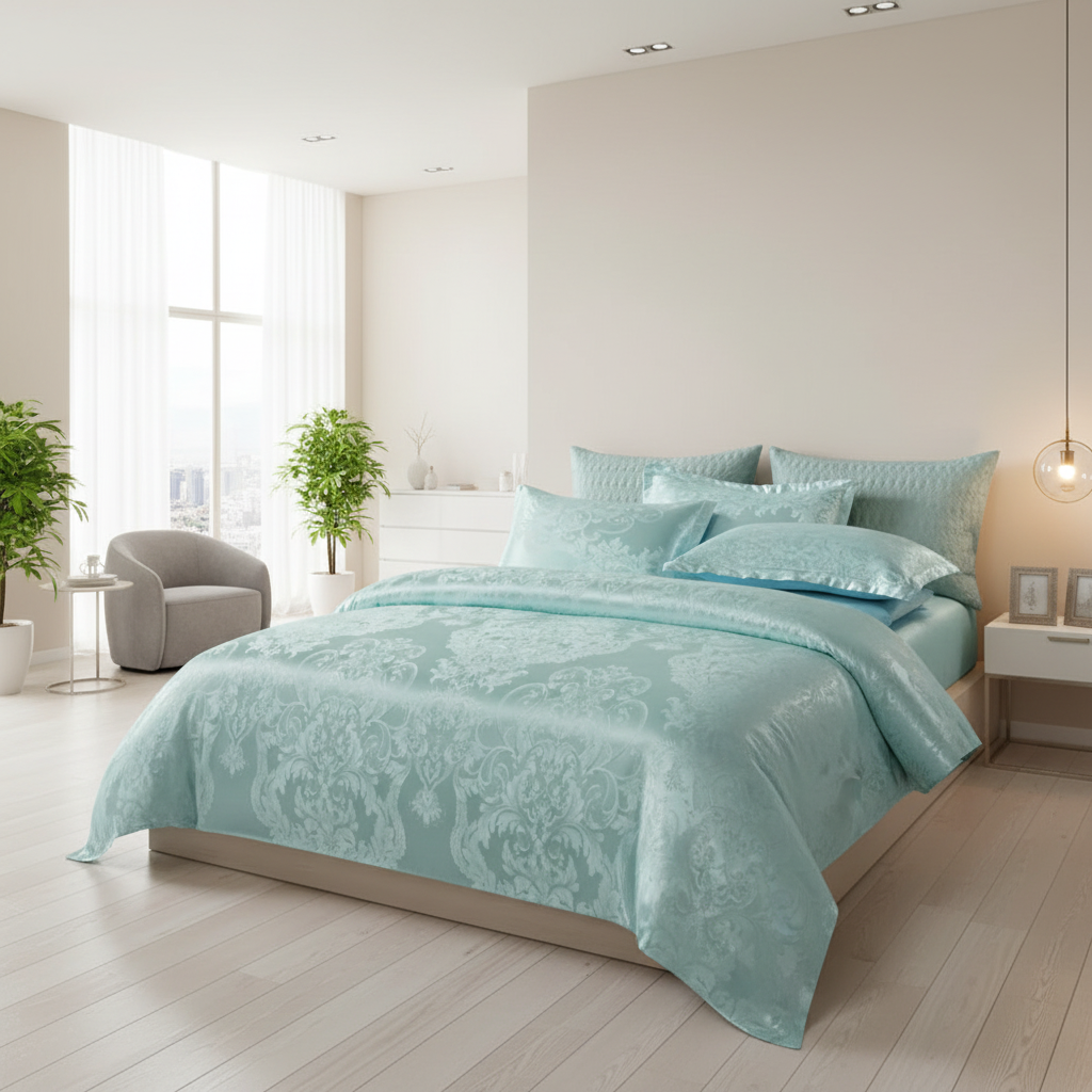 Satin Duvet Cover – Floral Print, Elegant Bedding Decor for Single or Double Beds