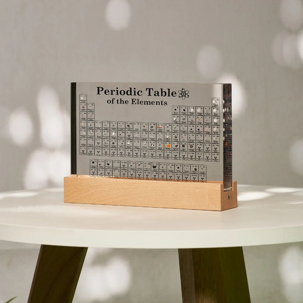 Acrylic Decorative Centrepiece – Transparent with Illuminated Periodic Table for Living Room or Study Nook