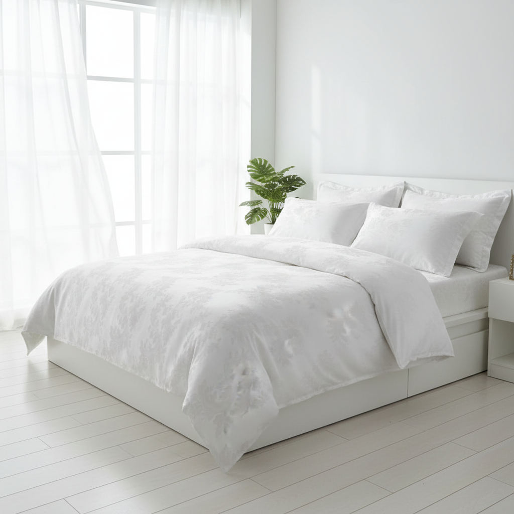 Satin Duvet Cover – Floral Print, Elegant Bedding Decor for Single or Double Beds