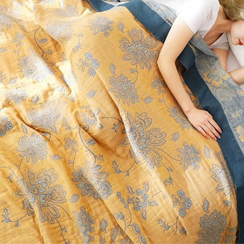 Cotton Cover – Floral Design, Light Throw for Bed or Sofa