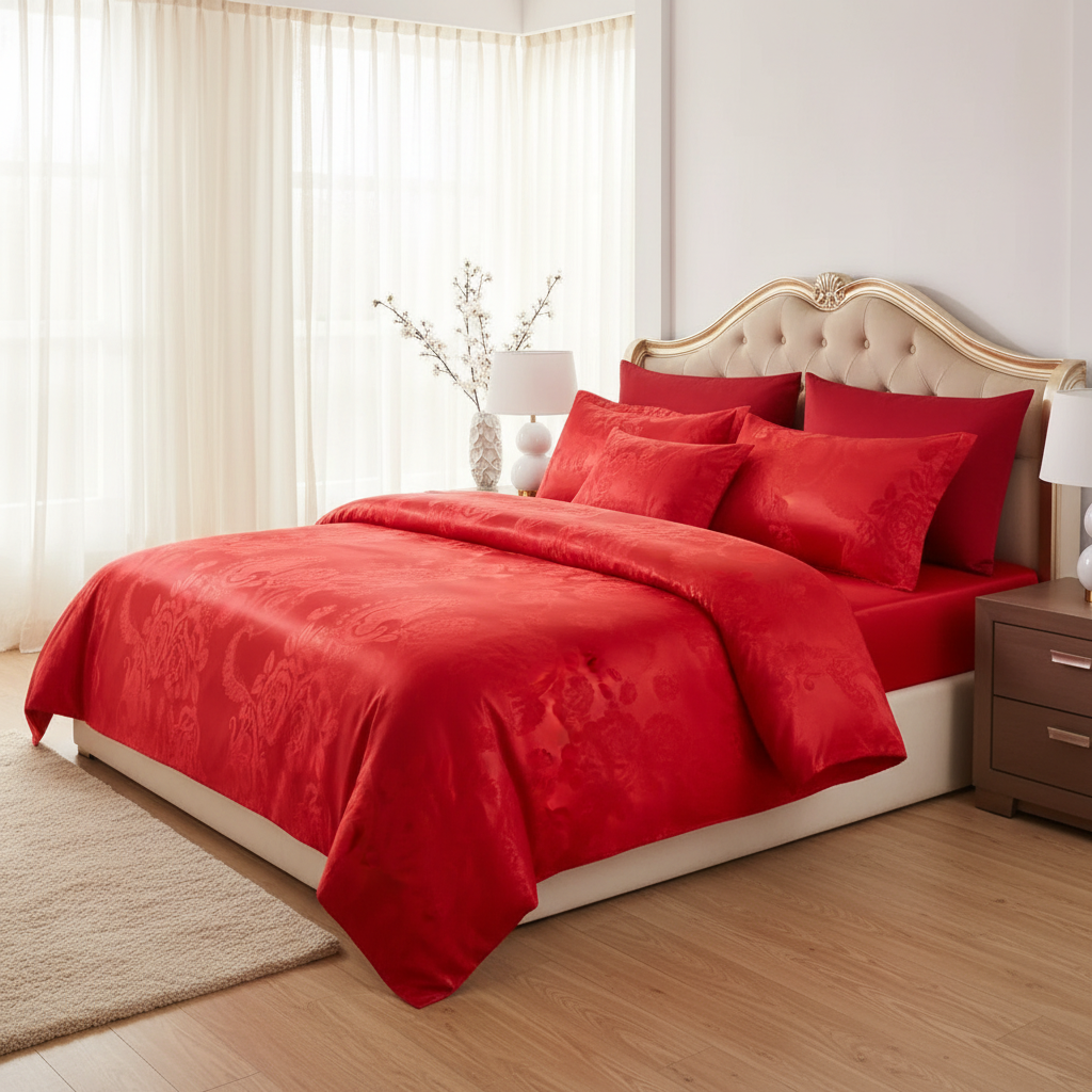 Satin Duvet Cover – Floral Print, Elegant Bedding Decor for Single or Double Beds