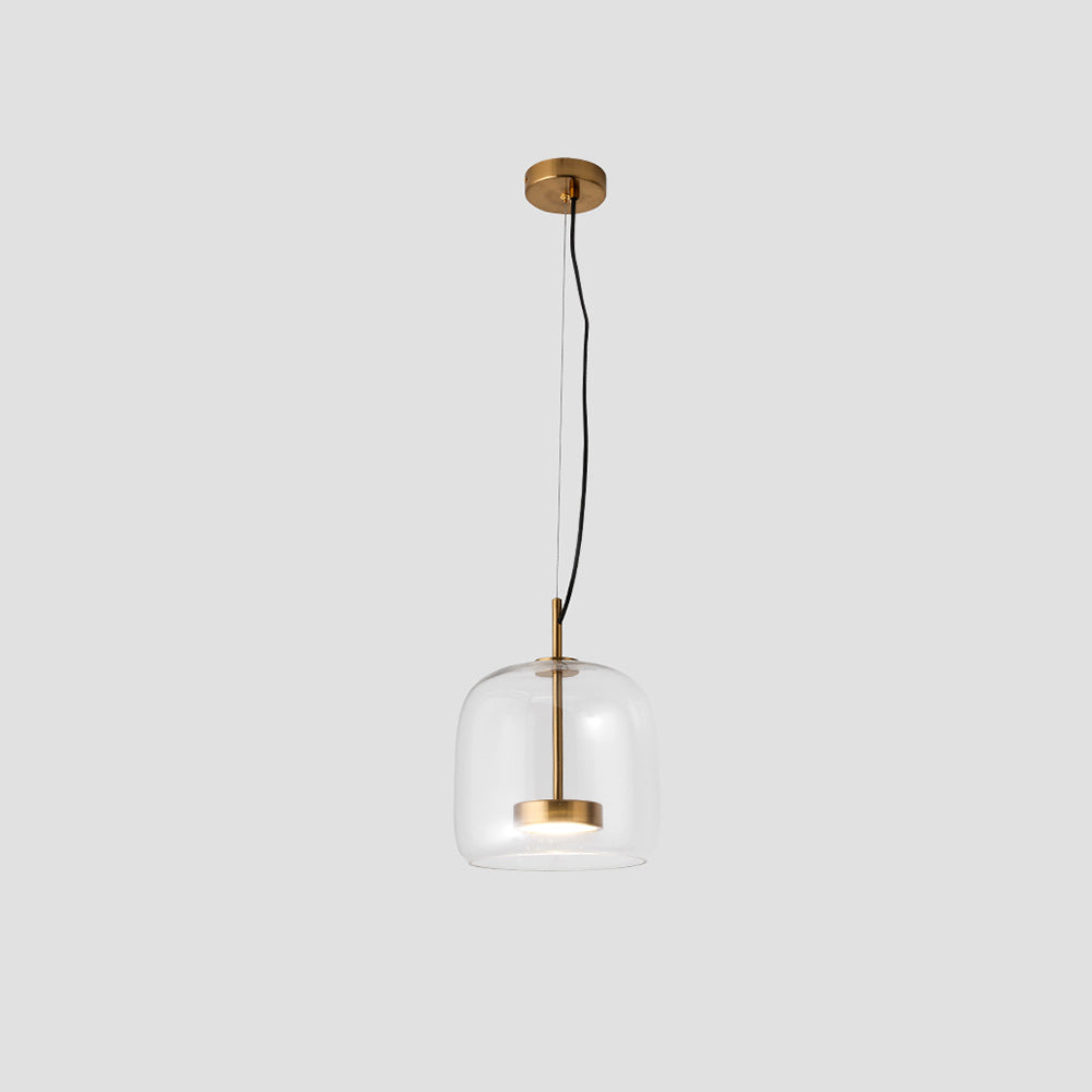 Pendant Lamp – Transparent Glass with Brass Accents, Modern Design for Dining Table or Entrance