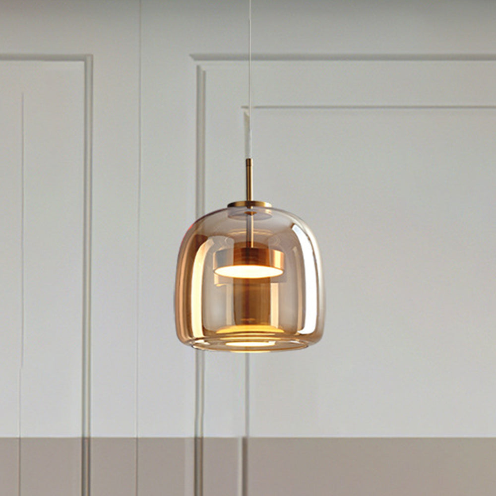 Pendant Lamp – Transparent Glass with Brass Accents, Modern Design for Dining Table or Entrance