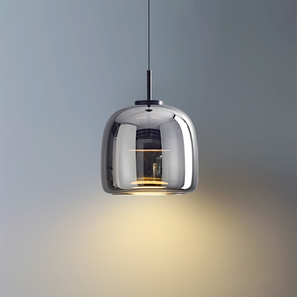 Pendant Lamp – Transparent Glass with Brass Accents, Modern Design for Dining Table or Entrance