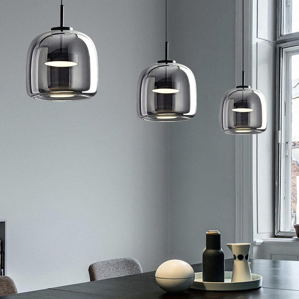 Pendant Lamp – Transparent Glass with Brass Accents, Modern Design for Dining Table or Entrance