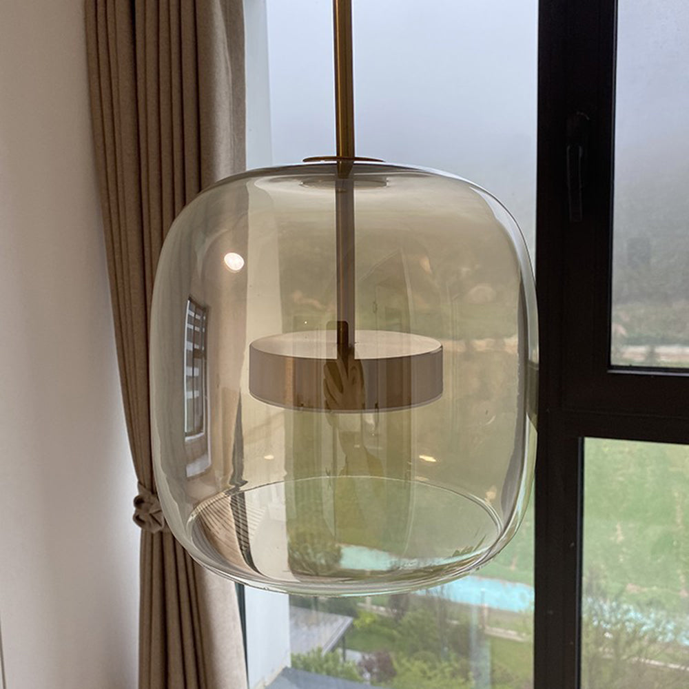 Pendant Lamp – Transparent Glass with Brass Accents, Modern Design for Dining Table or Entrance