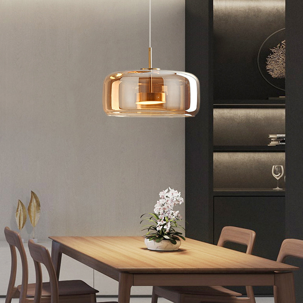Pendant Lamp – Transparent Glass with Brass Accents, Modern Design for Dining Table or Entrance