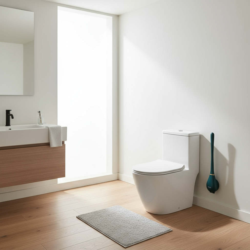 Silicone Toilet Brush – White, Modern Design with Wall Holder for Hygienic Bathroom Use