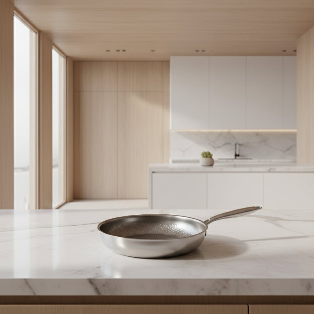 Hand-Hammered Frying Pan – Pure Titanium with Natural Non-Stick Coating for Induction Hobs and Everyday Cooking