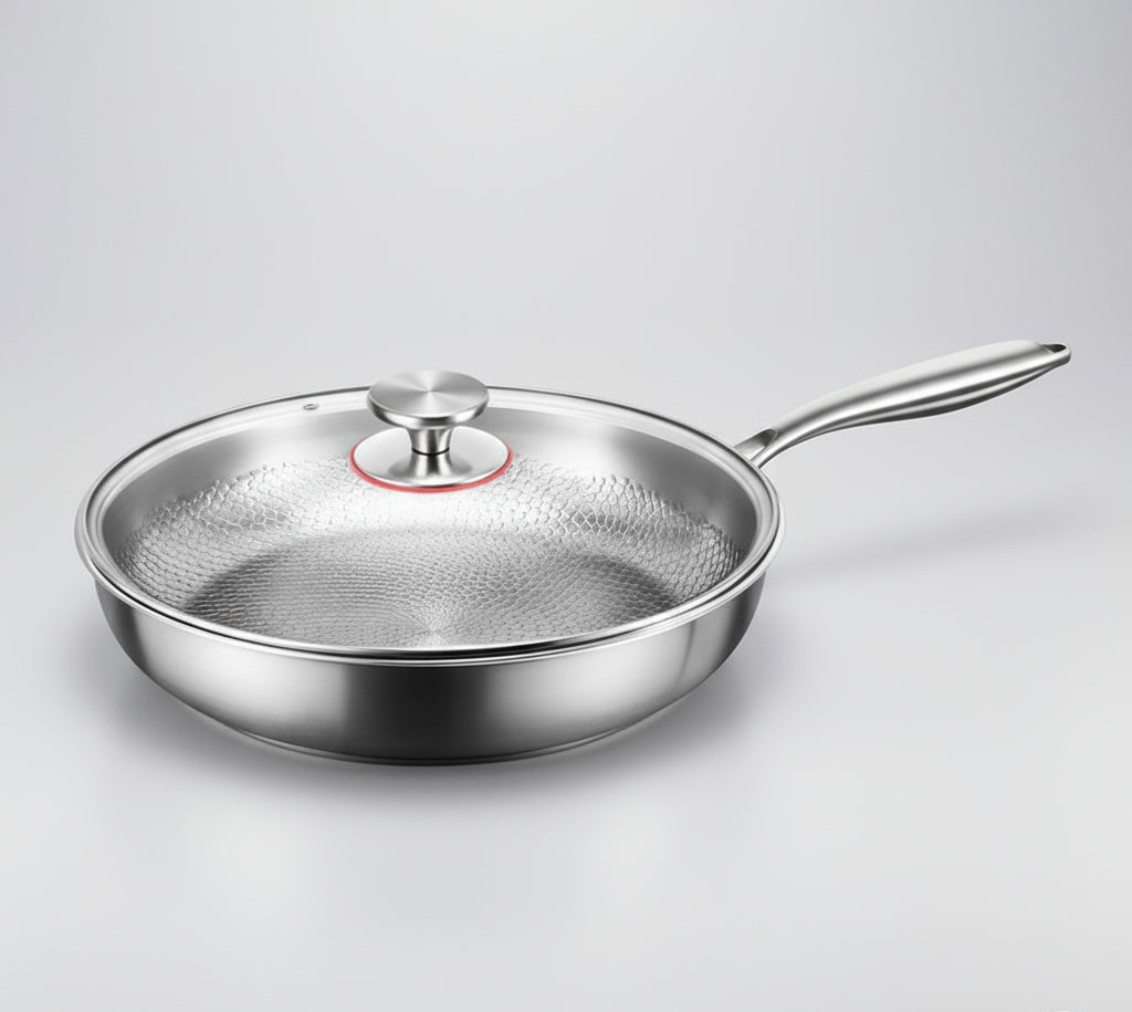 Hand-Hammered Frying Pan – Pure Titanium with Natural Non-Stick Coating for Induction Hobs and Everyday Cooking