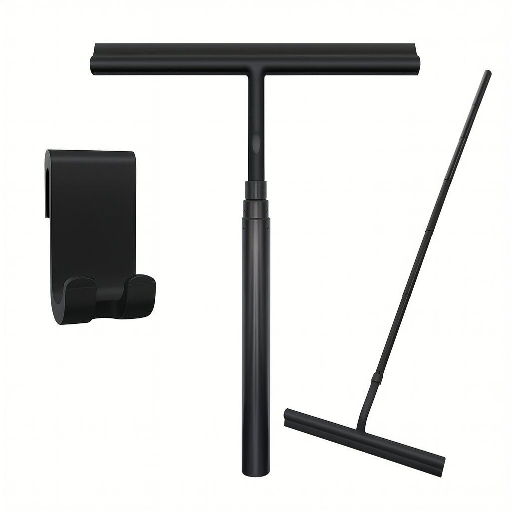 Telescopic Shower Cleaner – Aluminum and Silicone, Modern Design for Bathroom without Bending