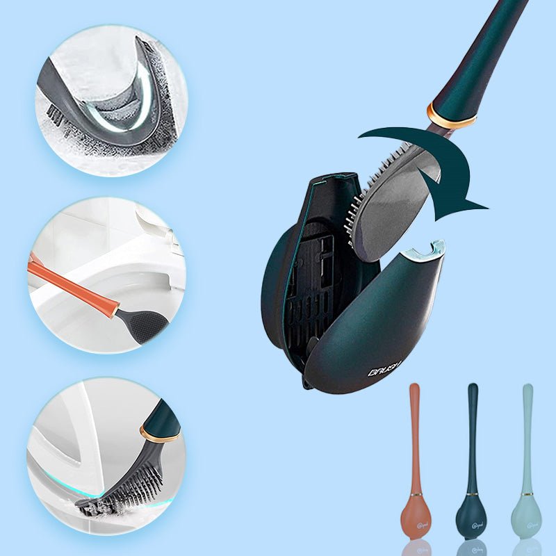 Silicone Toilet Brush – White, Modern Design with Wall Holder for Hygienic Bathroom Use
