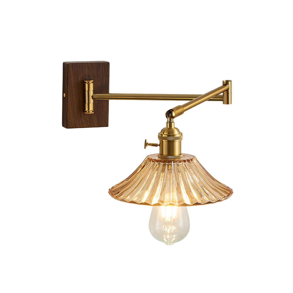 Crescent Wall Lamp – Gold and Walnut, Modern Design for Living Room or Bedroom Decoration