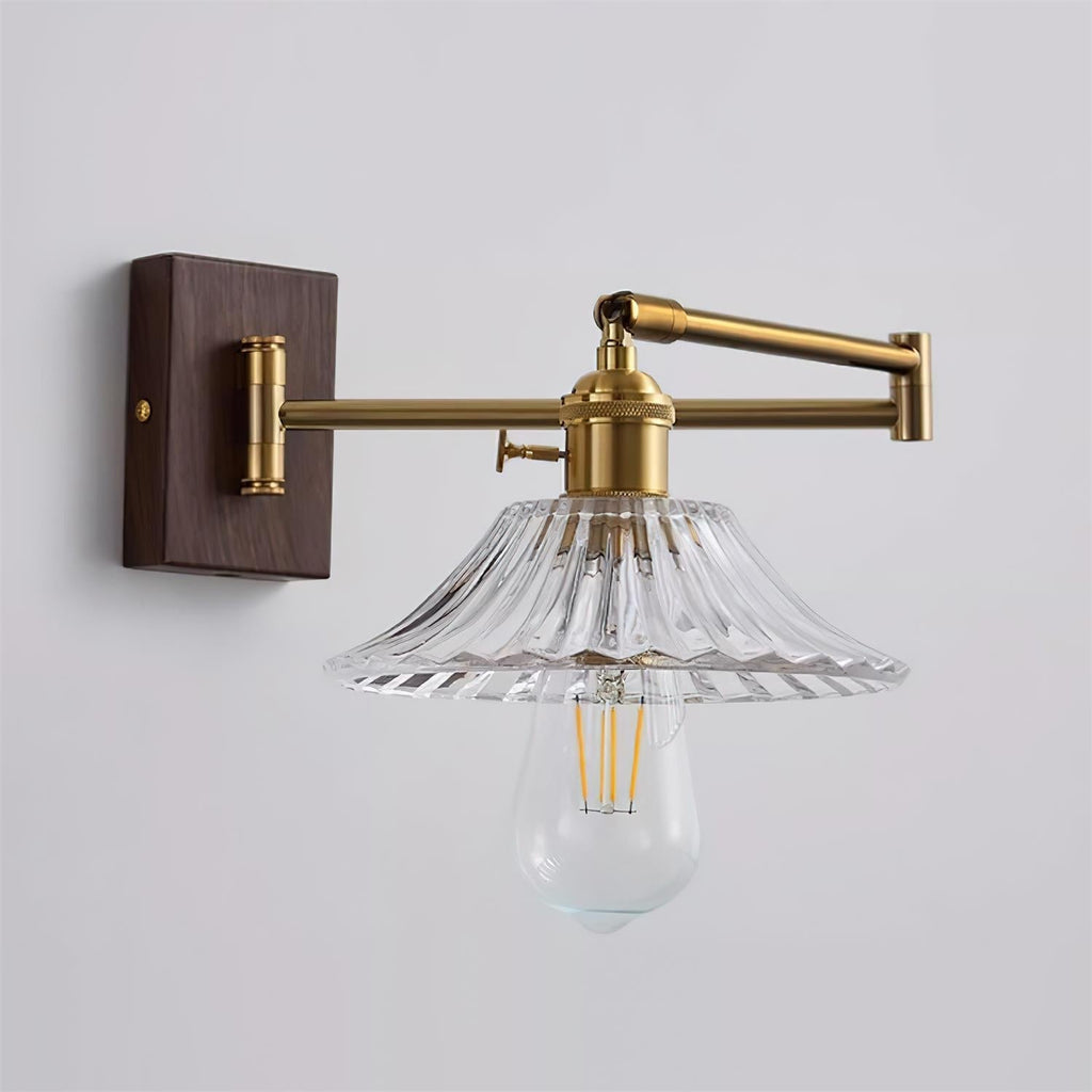 Crescent Wall Lamp – Gold and Walnut, Modern Design for Living Room or Bedroom Decoration