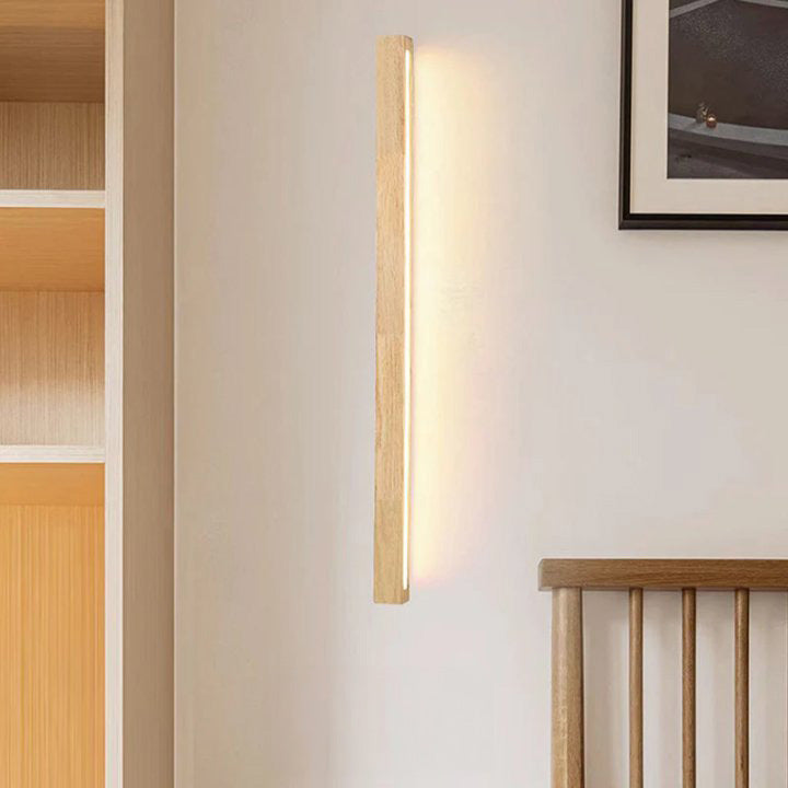 Linear Wall Lamp – Wood and Acrylic, Modern Design for Bathroom or Hall