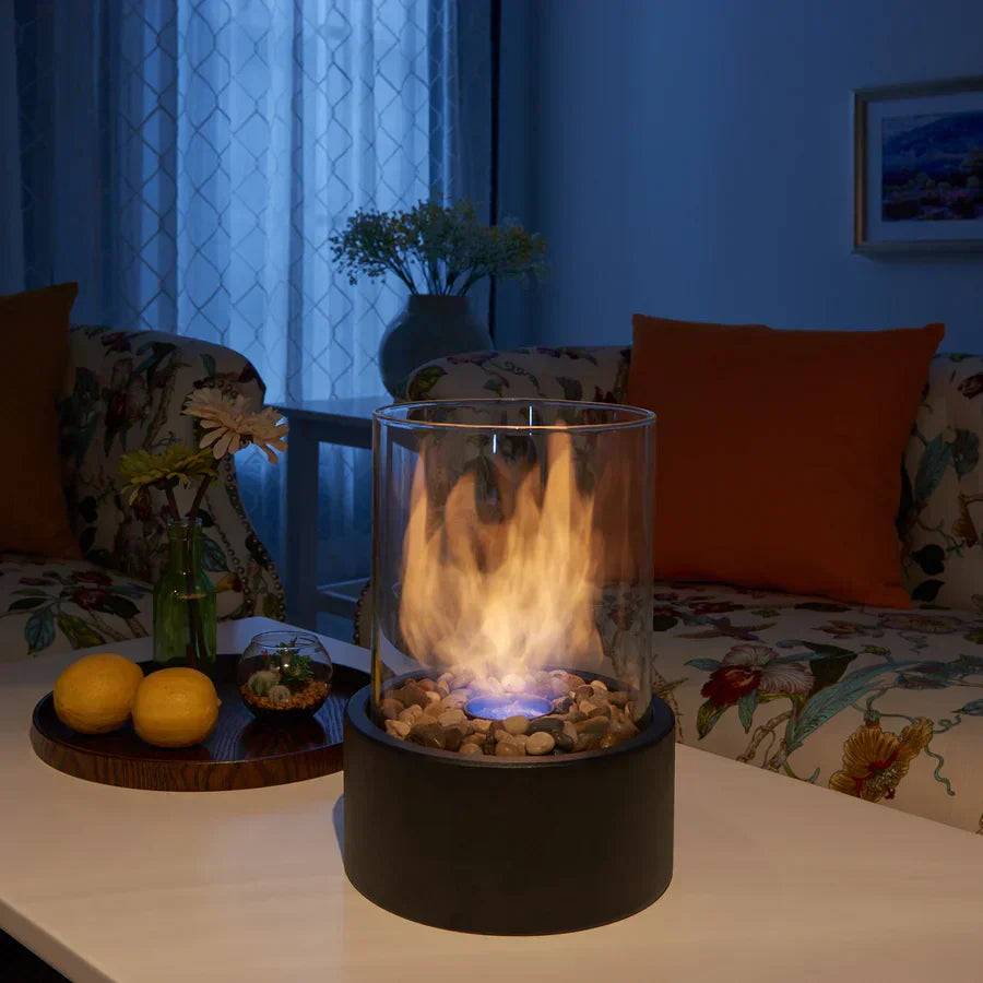 Table Stove – Stainless Steel and Heat-Resistant Glass, Modern Design for Indoor and Outdoor Use