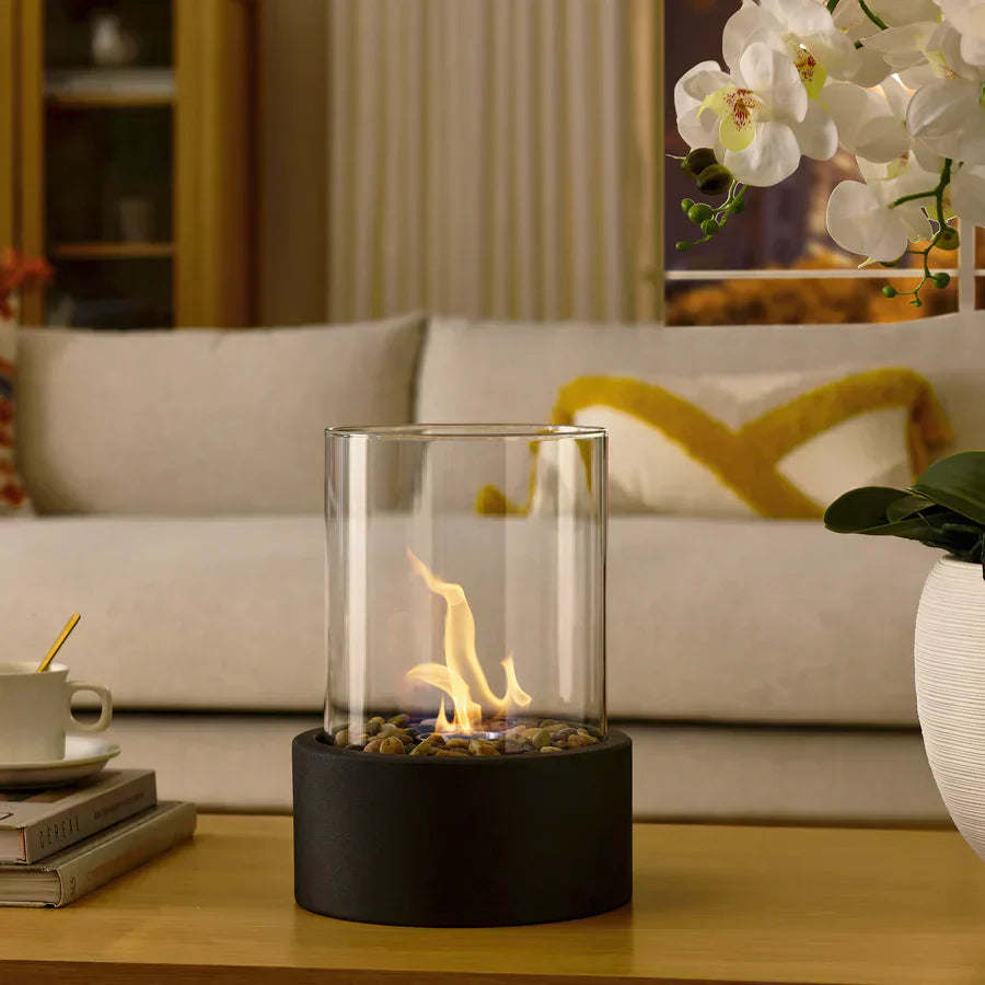 Table Stove – Stainless Steel and Heat-Resistant Glass, Modern Design for Indoor and Outdoor Use