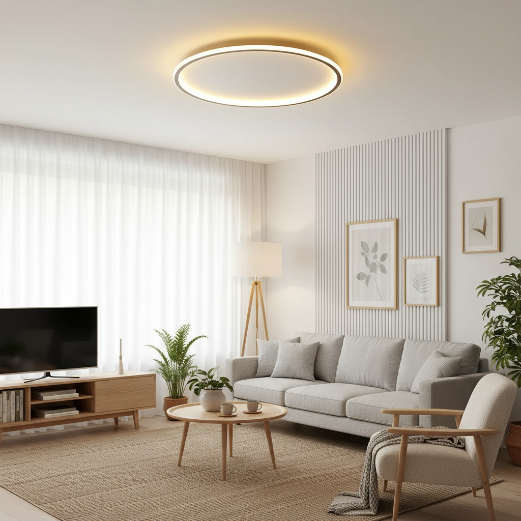 Scandinavian LED Ceiling Lamp – Round Shape, for Living Room, Bedroom or Office