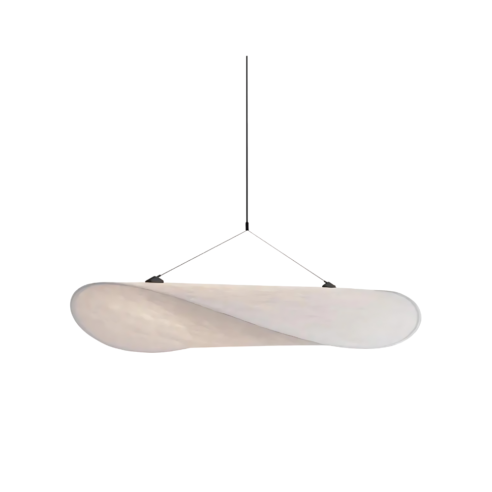 Japandi Pendant Lamp – Natural Silk, Boho Design for Living Room or Dining Room with Adjustable Height
