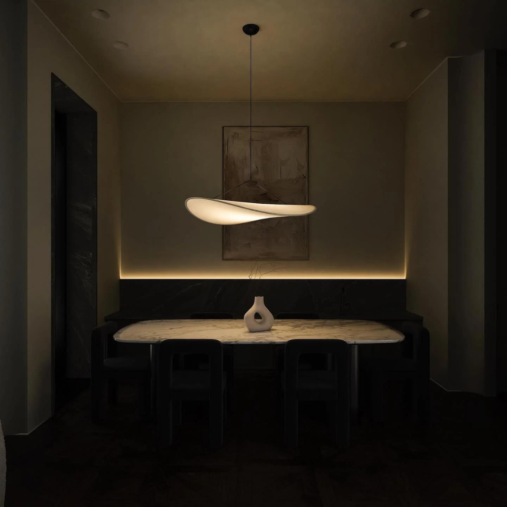 Japandi Pendant Lamp – Natural Silk, Boho Design for Living Room or Dining Room with Adjustable Height