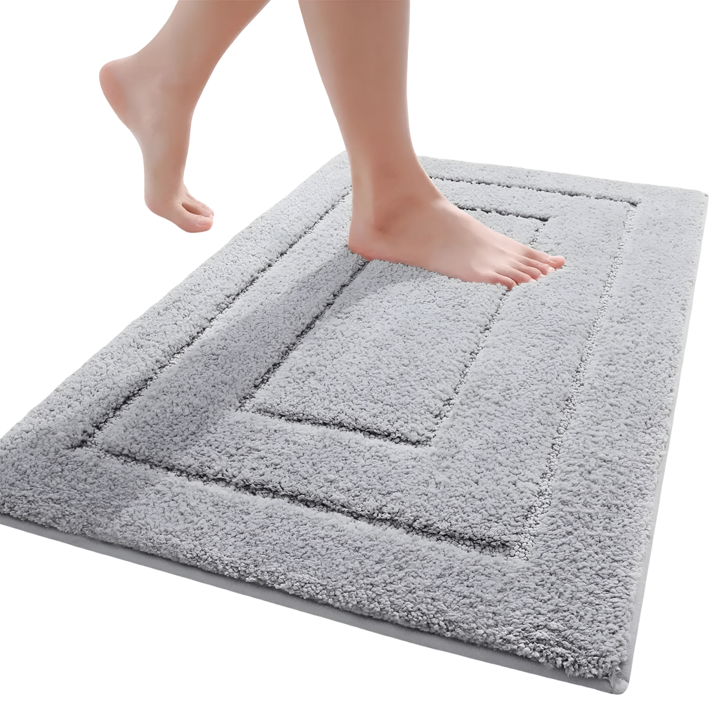 Microfiber Bath Mat – Soft Blue, Non-Slip for Bathroom or Shower Area