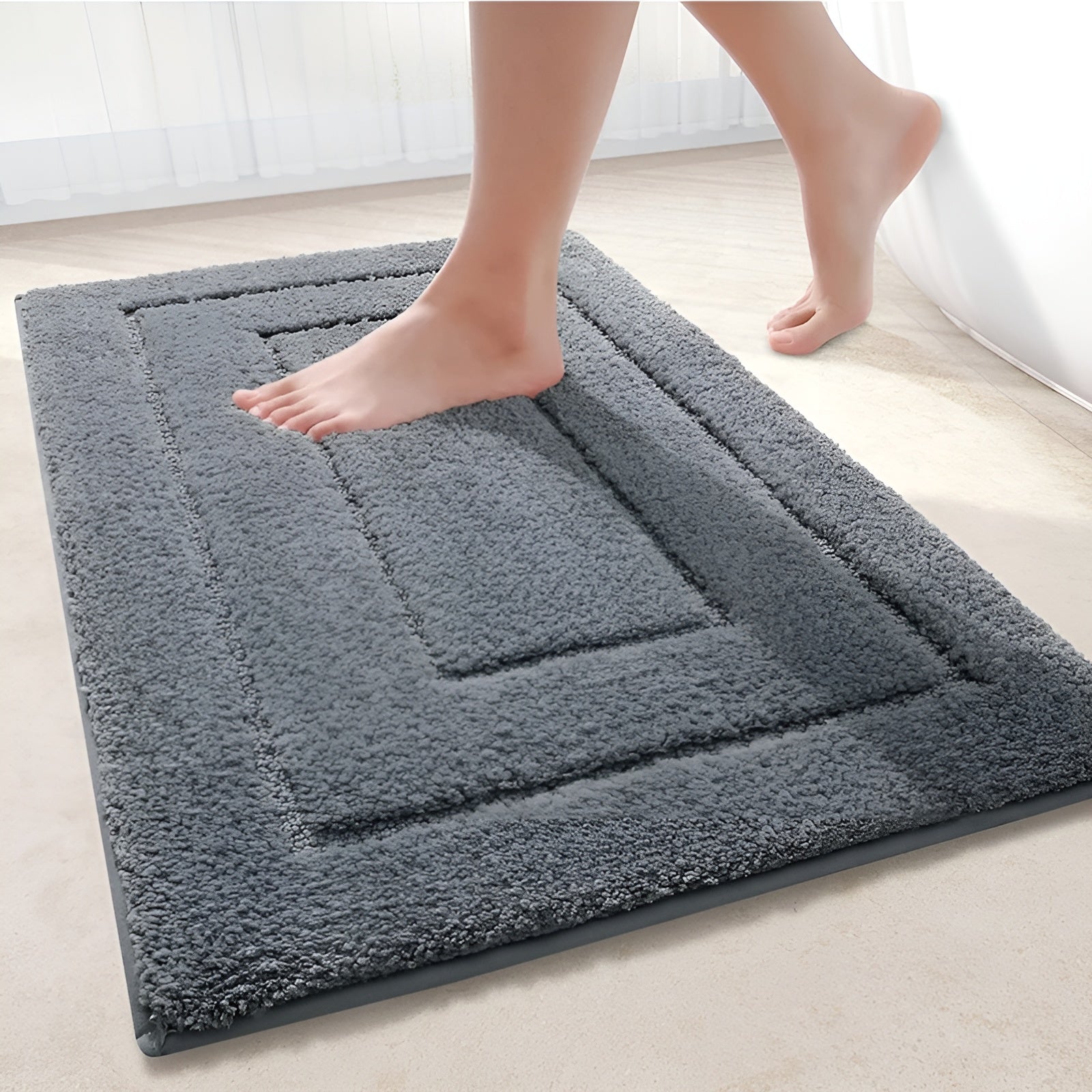 Microfiber Bath Mat – Soft Blue, Non-Slip for Bathroom or Shower Area
