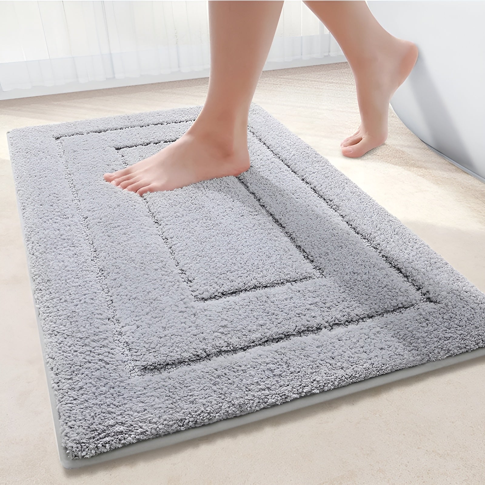 Microfiber Bath Mat – Soft Blue, Non-Slip for Bathroom or Shower Area