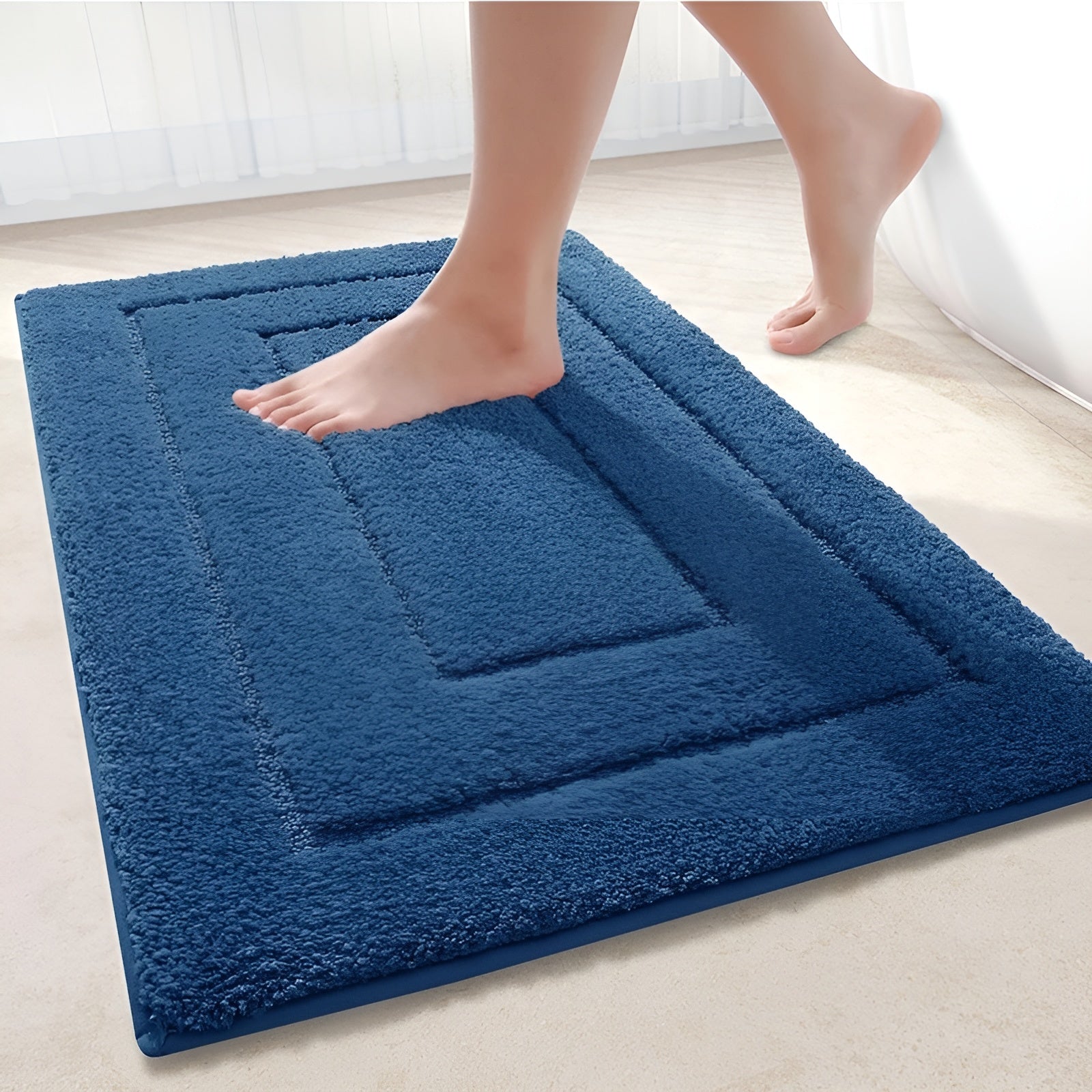 Microfiber Bath Mat – Soft Blue, Non-Slip for Bathroom or Shower Area