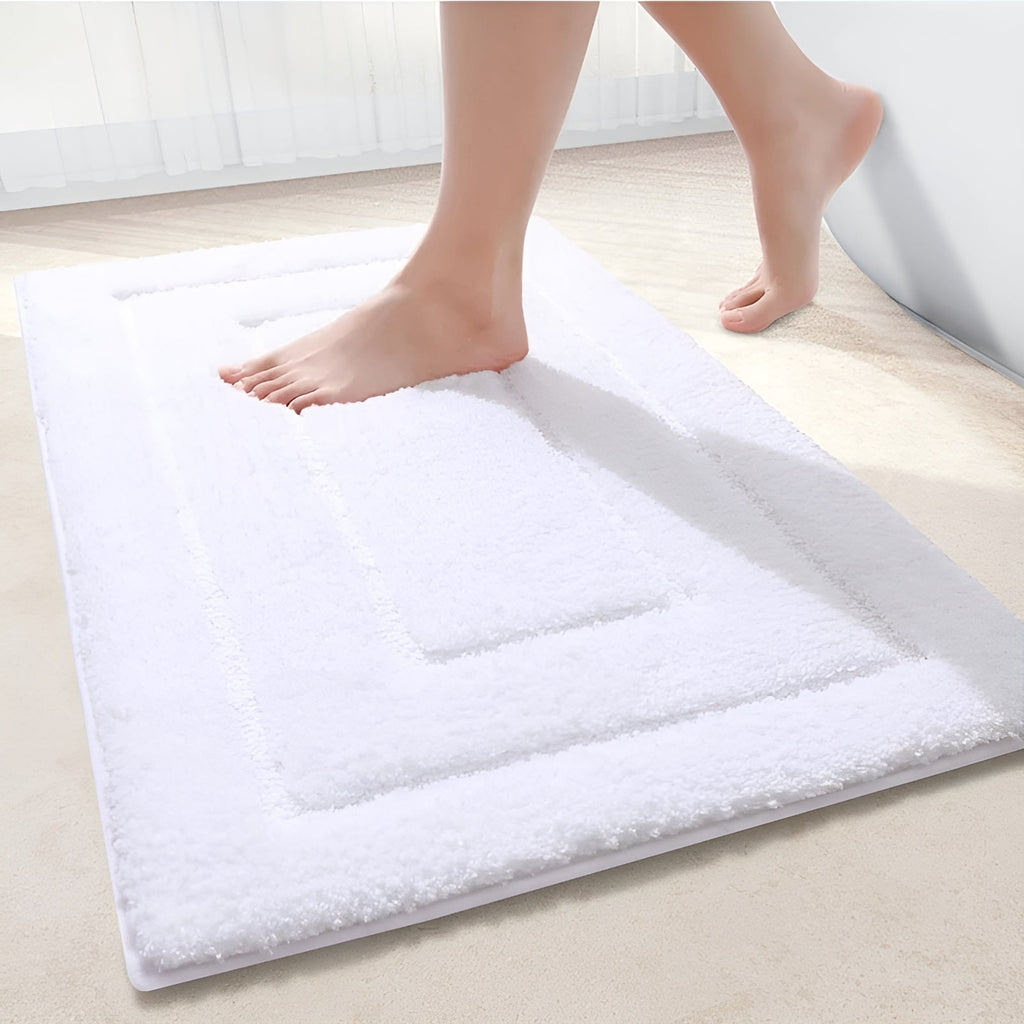 Microfiber Bath Mat – Soft Blue, Non-Slip for Bathroom or Shower Area